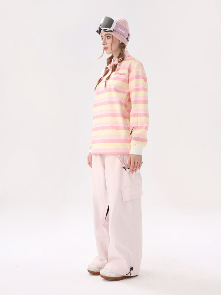 Molocoster Pink Striped Ski Pullover - Women's - Snowears- Hoodies & Sweaters