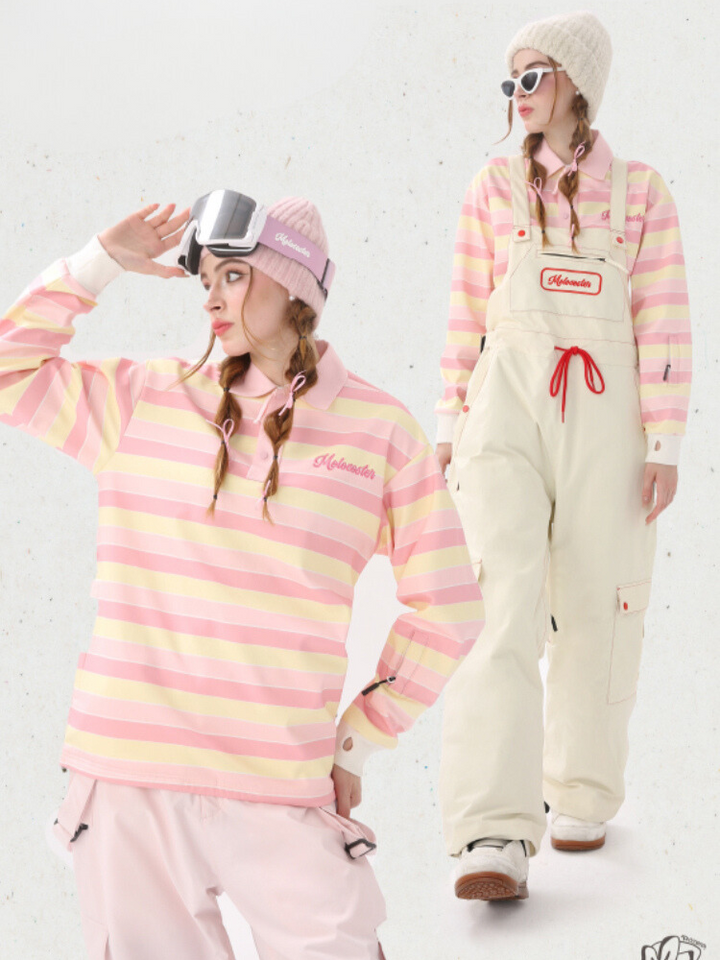 Molocoster Pink Striped Ski Pullover - Women's - Snowears- Hoodies & Sweaters