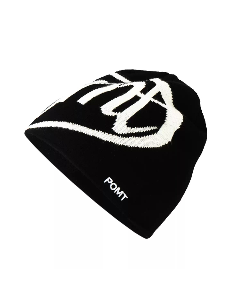 POMT Core Knit Beanie – Unisex Big Logo Black POMT | Snowears.com
