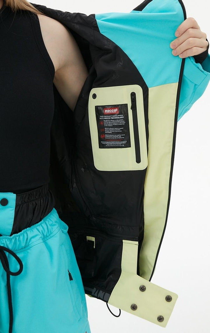 RandomPow Freestyle Mint Green RECCO® Down Jacket - Snowears-snowboarding skiing jacket pants accessories