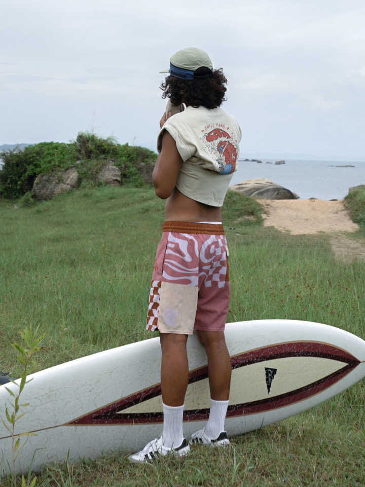 CHILLHANG Retro Wave Plaid Board Shorts - Men's - Snowears- shorts