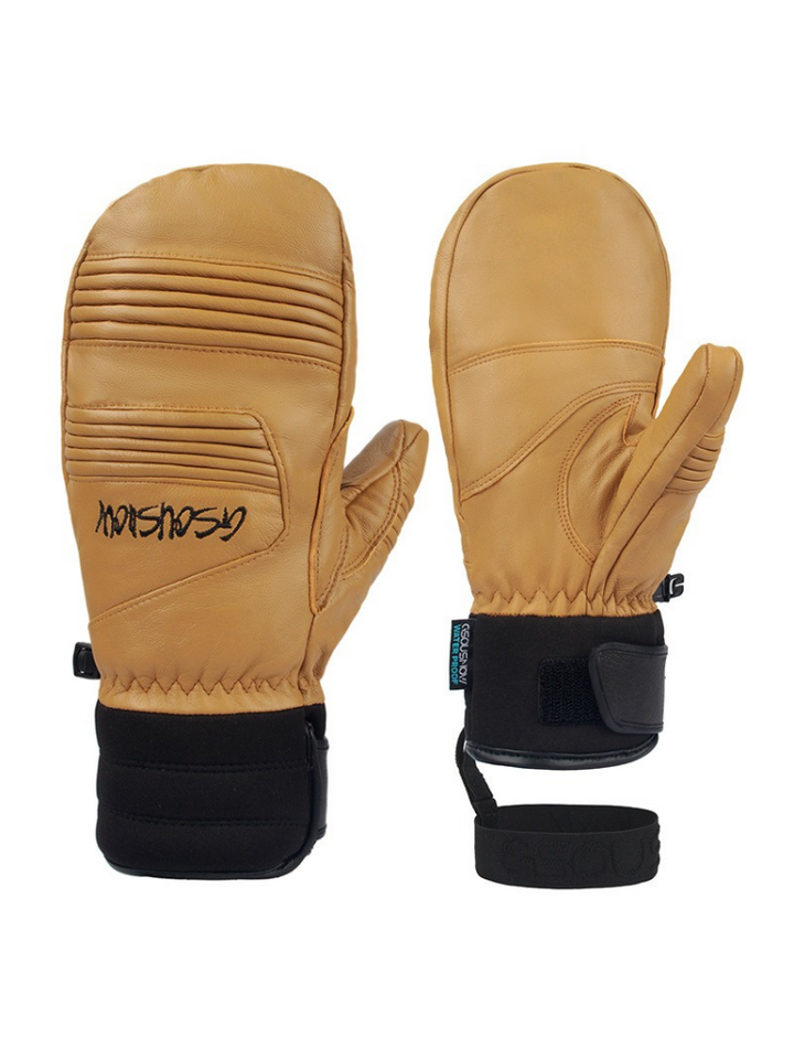 Gsou Snow Winter Leather Ski Mittens - Snowears- Gloves & Mittens