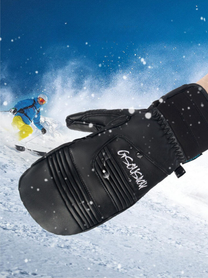 Gsou Snow Winter Leather Ski Mittens - Snowears- Gloves & Mittens