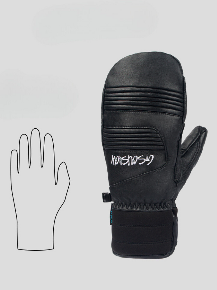 Gsou Snow Winter Leather Ski Mittens - Snowears- Gloves & Mittens