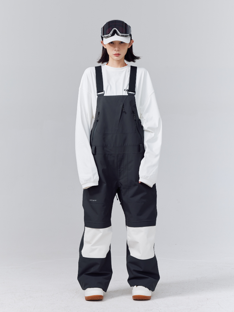 Randompow 3L Panda Colorblock Snow Bibs - Unisex Black RandomPow | Snowears.com