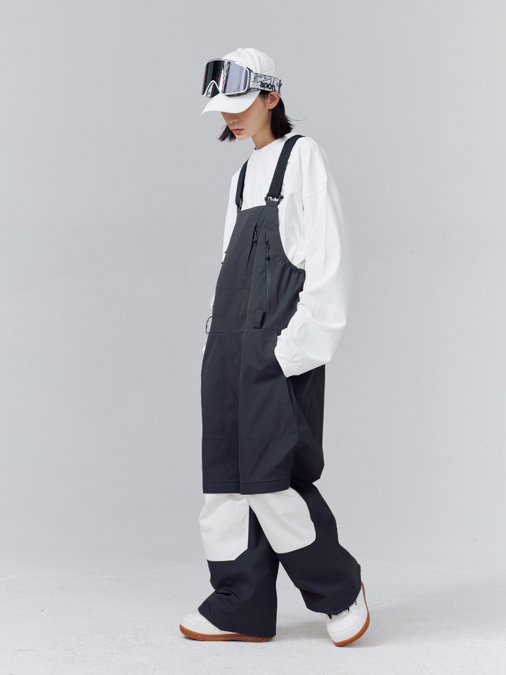 Randompow 3L Panda Colorblock Snow Bibs - Unisex - Snowears- Bib pants