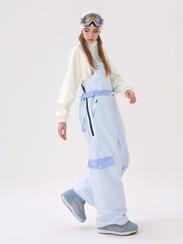 Molocoster 3L Striped Fleece Snow Bibs - Unisex - Snowears