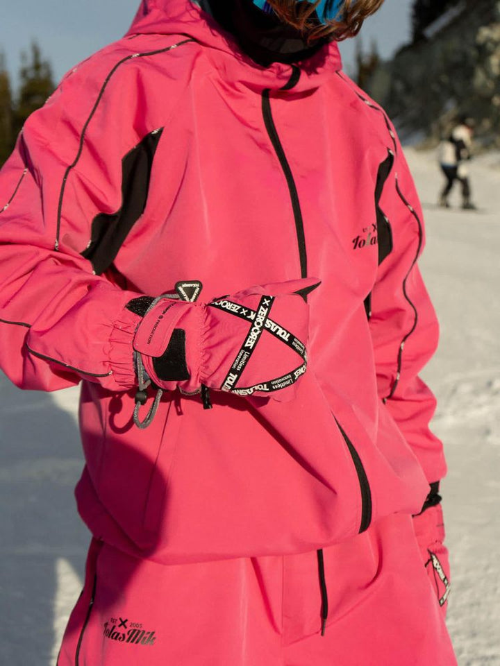 Tolasmik TK PRO+ Printed Stitching Pink Snow Jacket - Women's - Snowears- Womens snowboard/Ski Jackets