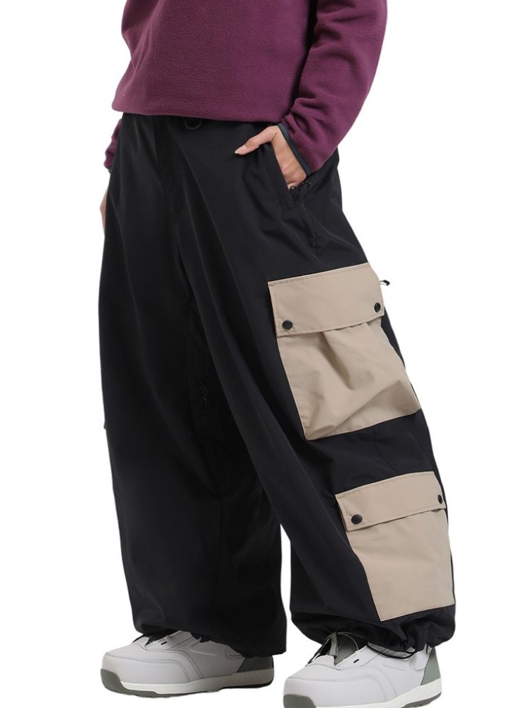 Gsou Snow Color Block Double Cargo Snow Pants - Unisex Black Gsou Snow | Snowears.com