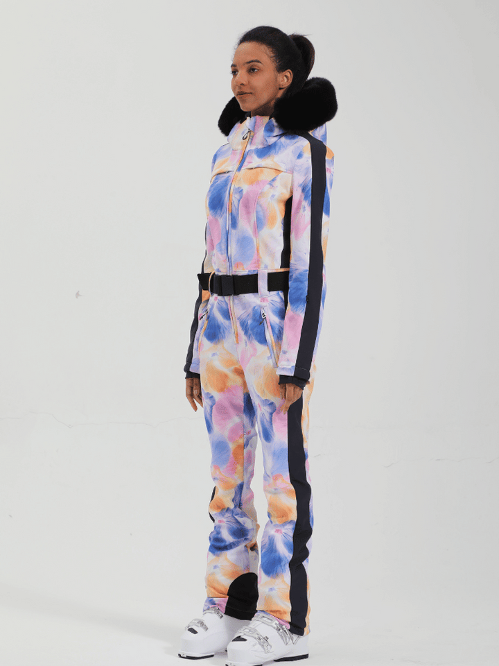 Gsou Snow Tie Dye Slim Ski Jumpsuit - Women‘s - Snowears- One-piece ski suits