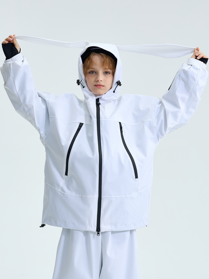 Doorek Kids Detachable Rabbit Ears Hooded Snow Jacket - Snowears