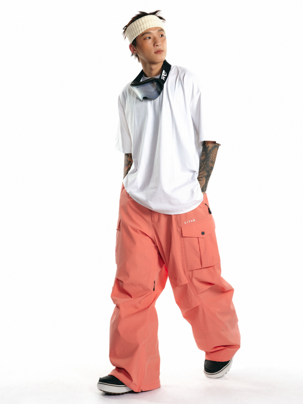 LITAN Coral Pink Cargo Snow Pants - Men's