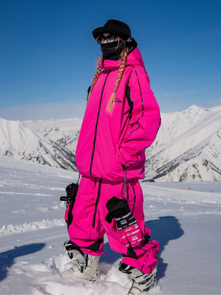 Tolasmik TK PRO+ Printed Stitching Pink Snow Suit - Women's - Snowears- Women snow/ski suits