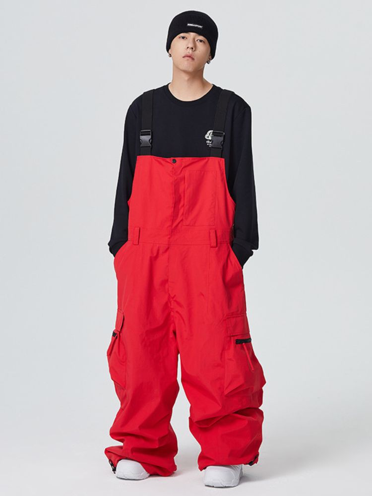 Searipe 3L Side Release Buckle Belt Baggy Snow Bibs - Men's Red Searipe | Snowears.com