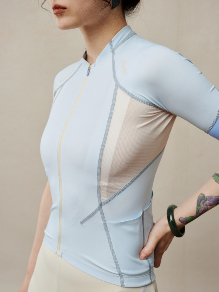 TurtleRabbit Marine Beige Mix Cycling Jersey - Women's - Snowears- T-Shirts