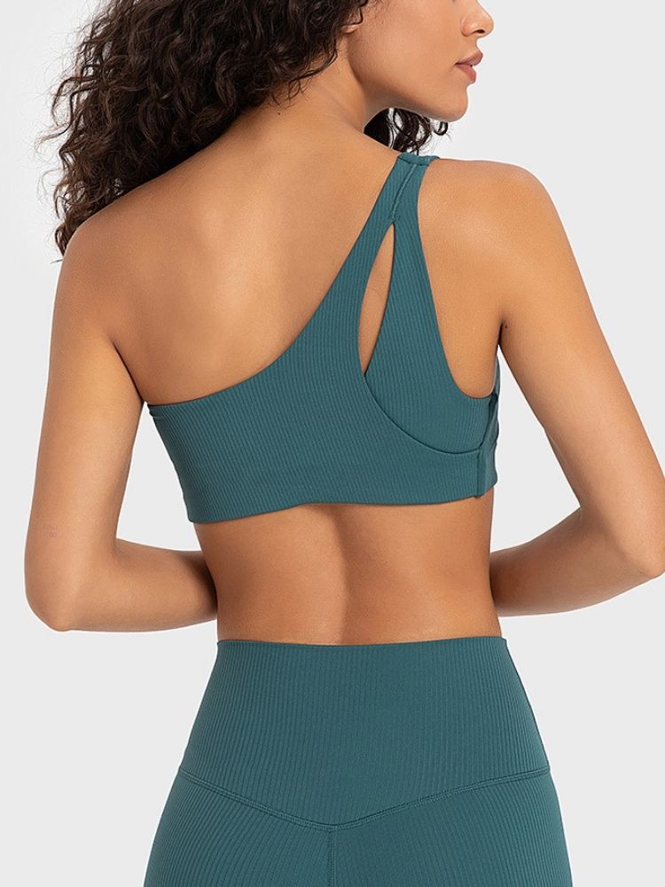 One Shoulder Asymmetrical Fitness Bra Easymotion | Snowears.com