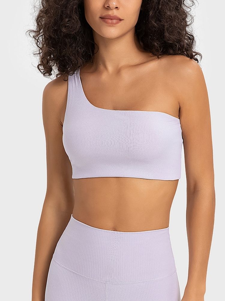 One Shoulder Workout Bras - SunShine Purple Easymotion | Snowears.com