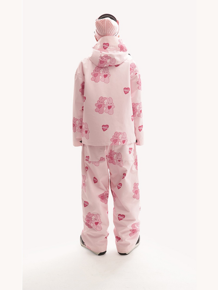 Molocoster Pink Rabbit Fleece Snow Suit - Snowears-snowboarding skiing jacket pants accessories