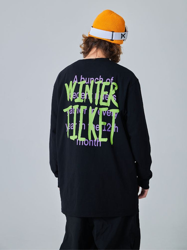 Winter Ticket Hip-Hop Snowboarding Pullover Top - Unisex - Snowears- Shirts & Tops