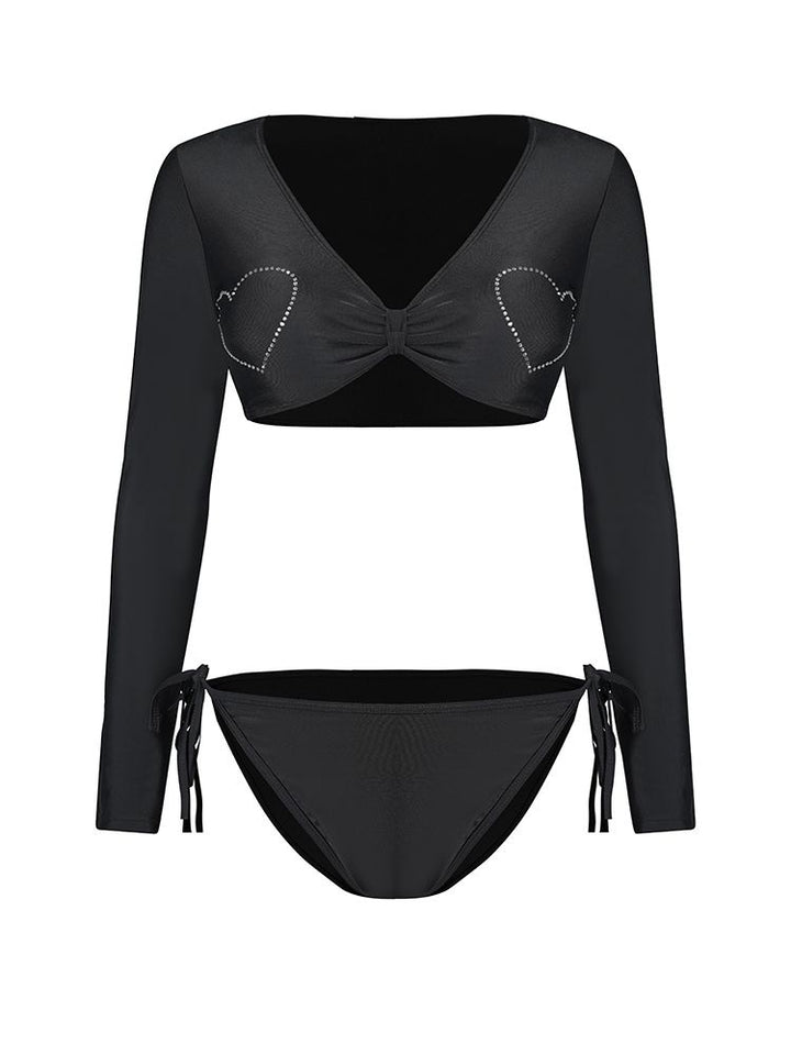 Long-Sleeve Black Swimsuit with Cover-Up - Women's 