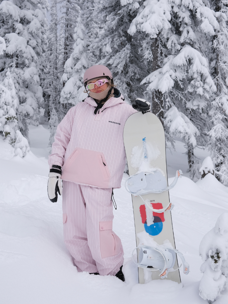 Molocoster 3L Striped Fleece Snow Bibs + Snow Pullover