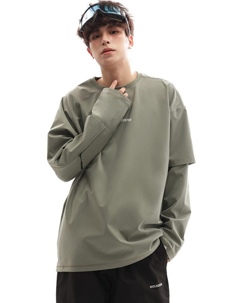 Molocoster Double Layer Sleeves Sweatshirt - Unisex Green Molocoster | Snowears.com