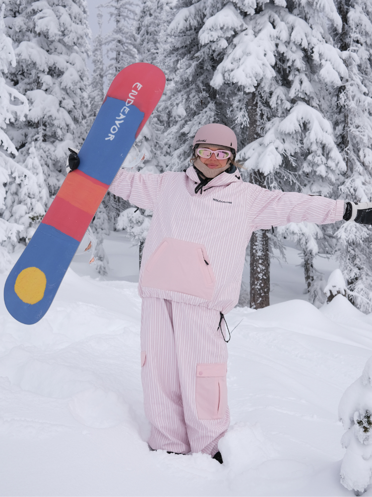 Molocoster 3L Striped Fleece Snow Bibs [Limited Region] Molocoster | Snowears.com
