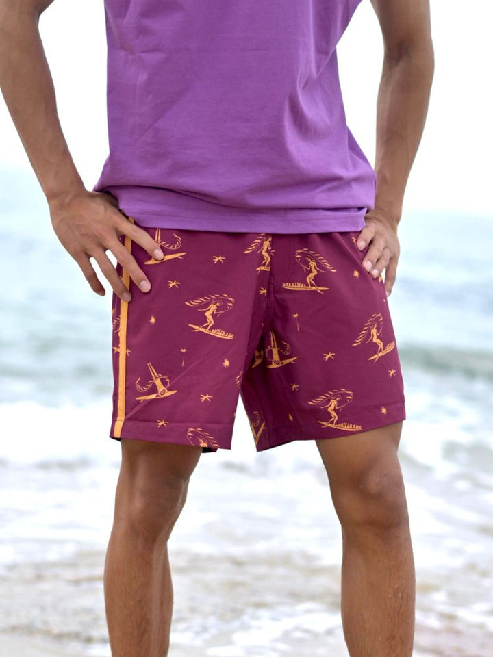 CHILLHANG Rose Red Surf Iconic Men's Shorts - Snowears- shorts