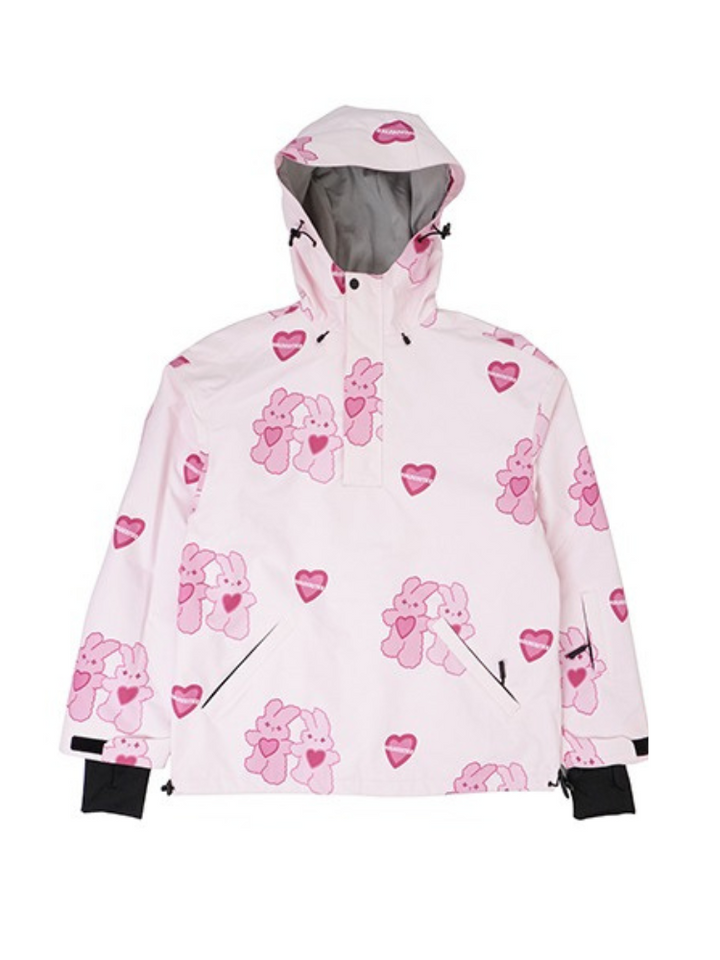 Molocoster Pink Rabbit Fleece Snow Suit - Snowears-snowboarding skiing jacket pants accessories