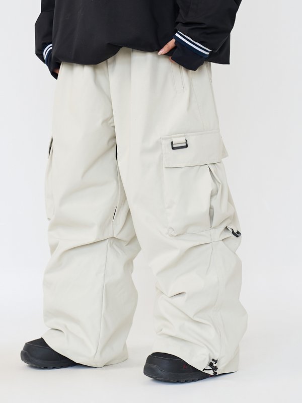 SnoWears X Taevis All-Terrain Baggy Cargo Snow Trousers - Unisex White Snowears | Snowears.com