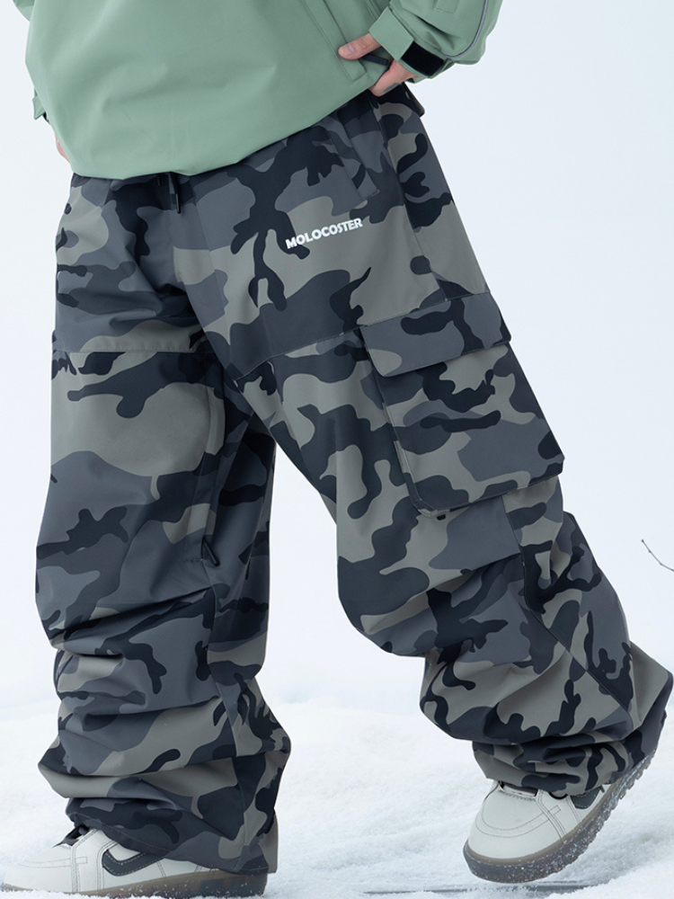 Molocoster 3L Camo Baggy Ski Pants - Unisex Army Green Molocoster | Snowears.com