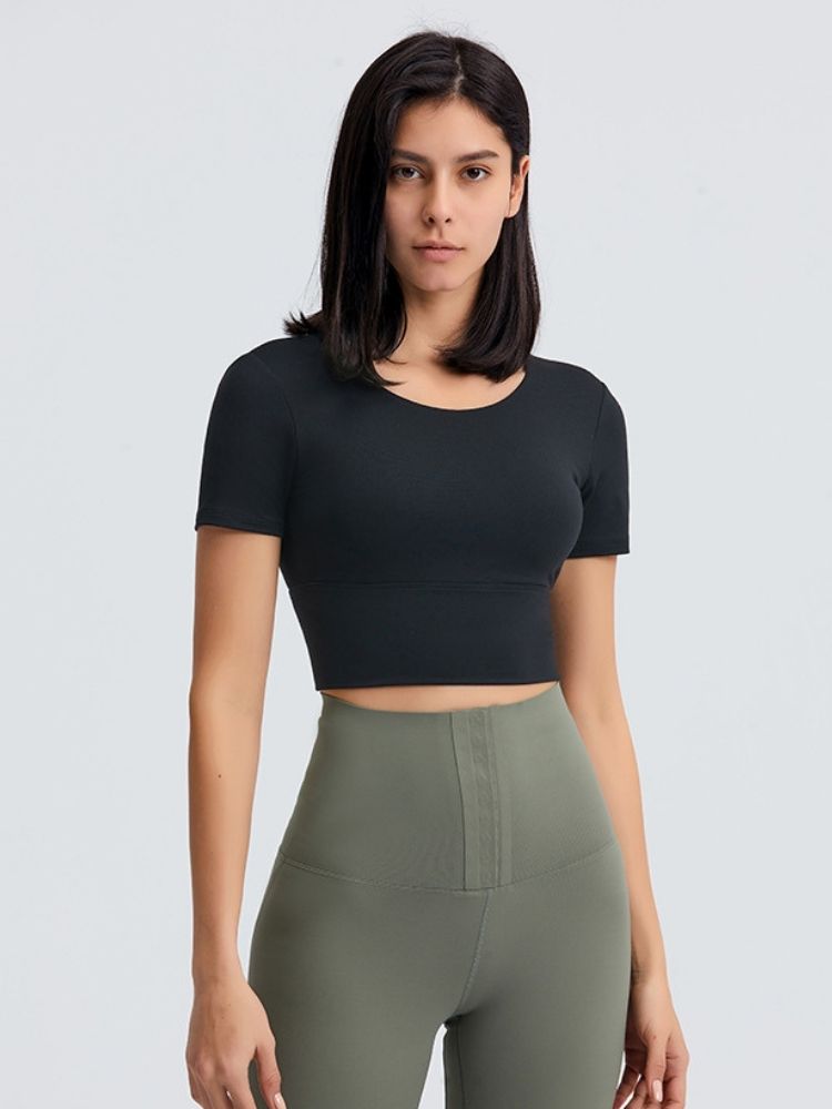 Soft Crewneck Cropped T-Shirt - Women's Black Easymotion | Snowears.com
