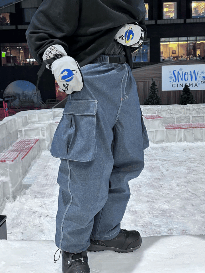 Searipe Men's Demin Baggy Cargo Pants - Snowears-snowboarding skiing jacket pants accessories
