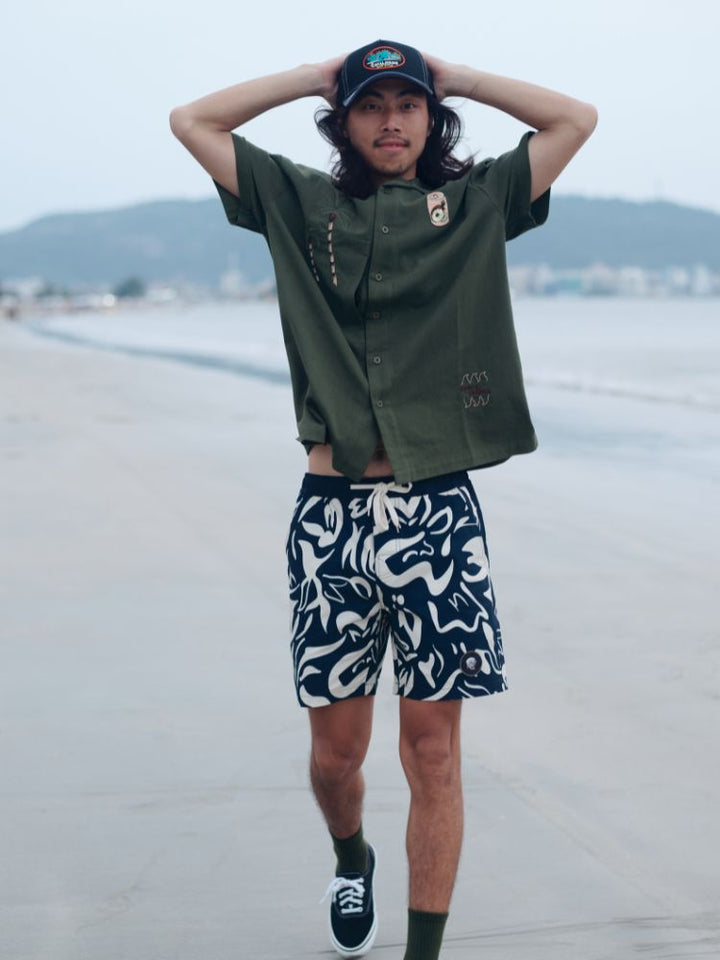 CHILLHANG Skate Style Vintage Beach Shorts - Men's - Snowears- shorts