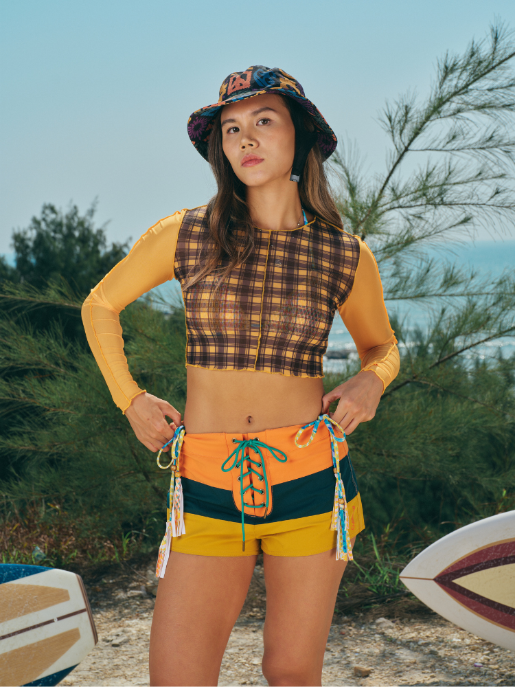 CHILLHANG Colorblock High-Waist Board Shorts - Women's Orange ChillHang | Snowears.com