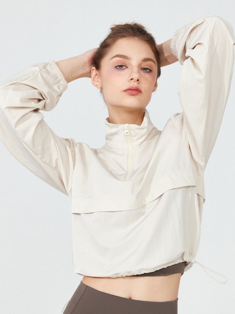 Women's Packable Sunblock Short Jacket Creamy White Easymotion | Snowears.com