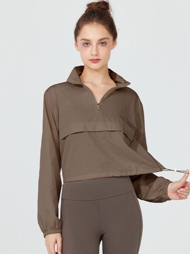 Women's Packable Sunblock Short Jacket Brown Easymotion | Snowears.com