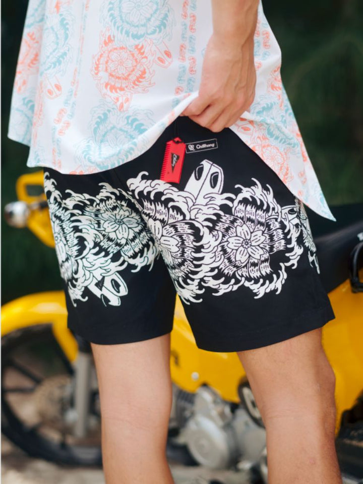 CHILLHANG Summer Print Spliced Color Shorts - Men's - Snowears- shorts