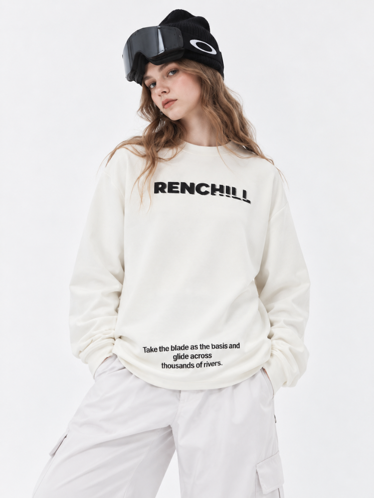 Renchill White Baggy Ski Sweatshirt - Unisex Renchill | Snowears.com