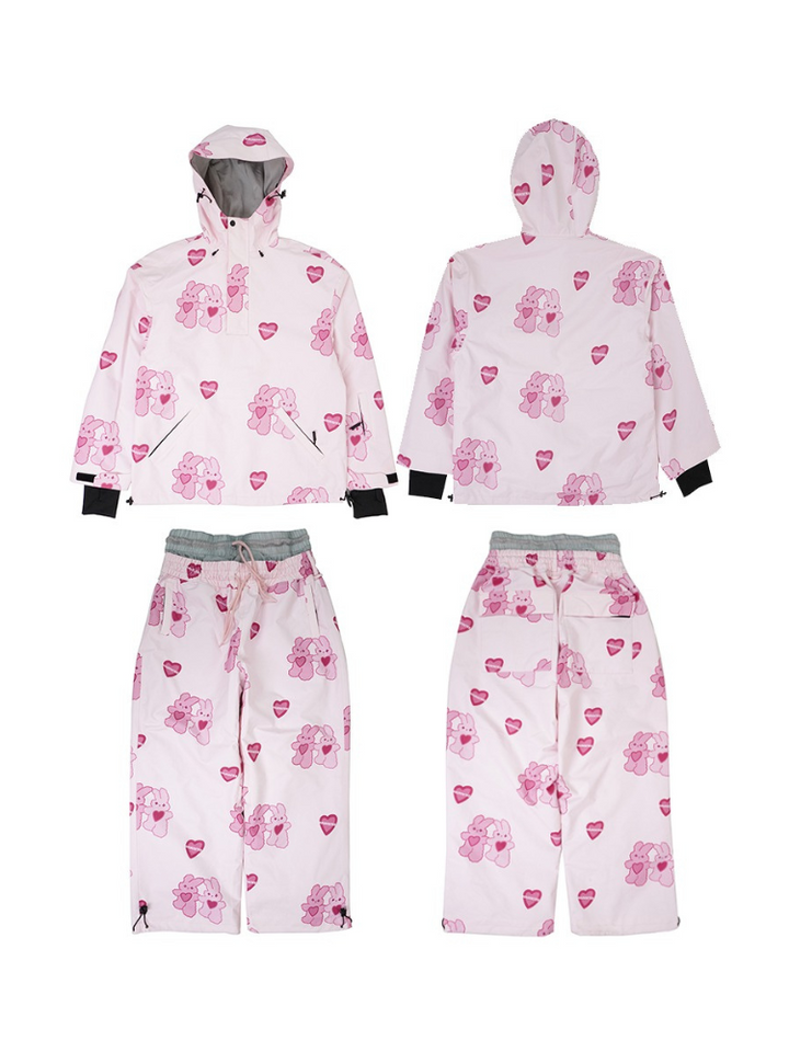 Molocoster Pink Rabbit Fleece Snow Suit - Unisex - Snowears- Suits