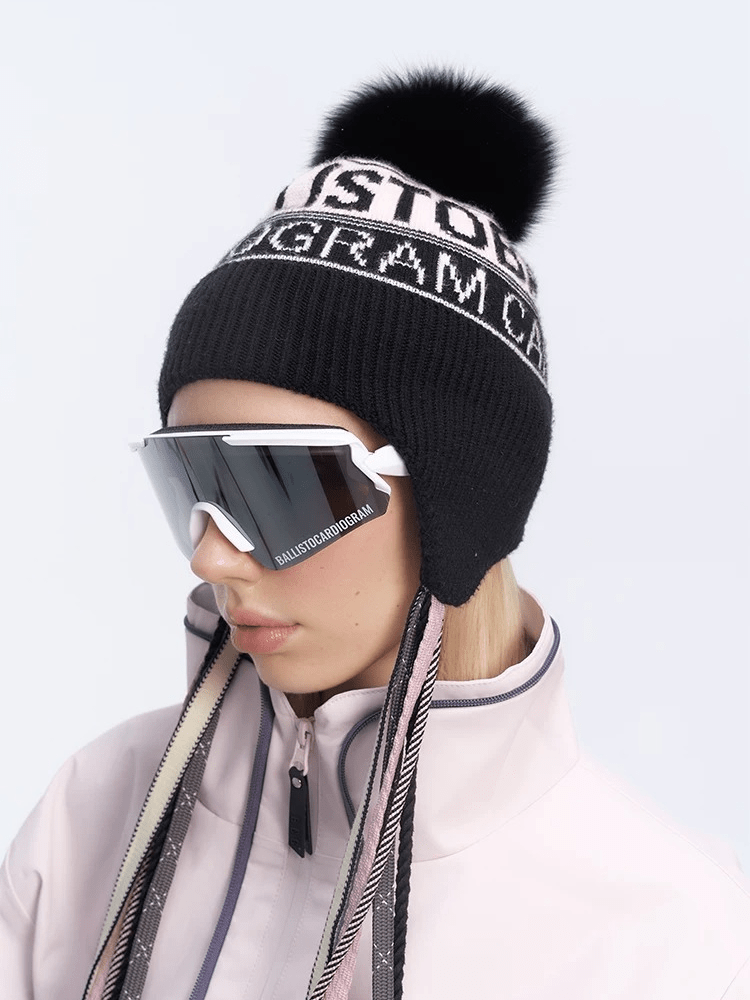 BCG Ribbon Earflap Pom Beanie