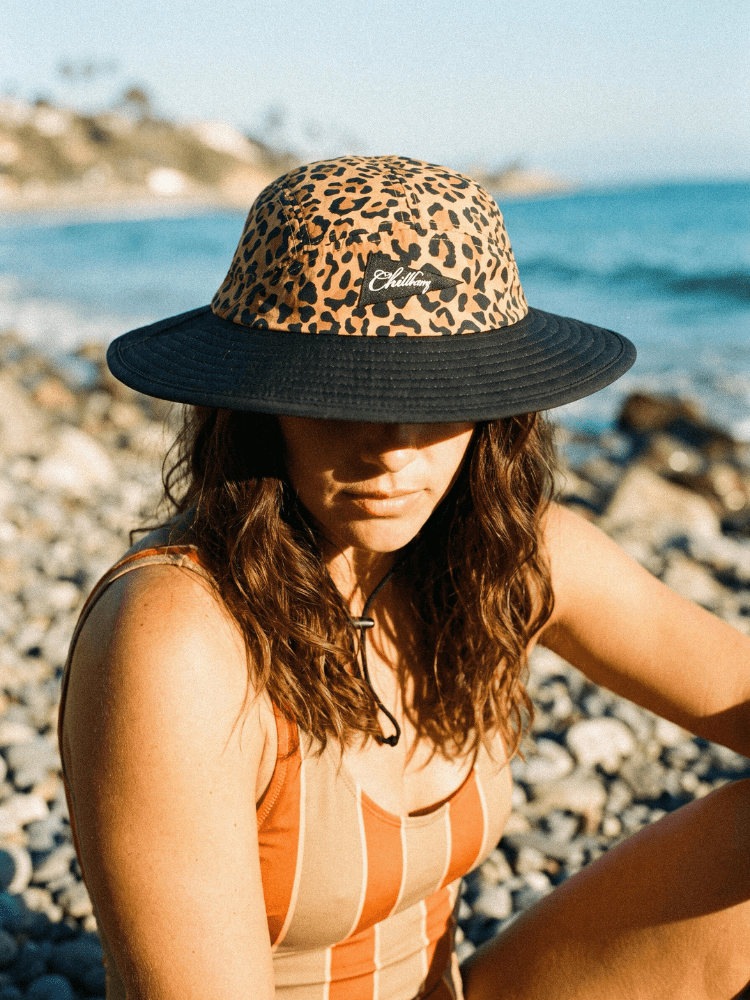 CHILLHANG Leopard Print Wide-Brim Sun Hat Leopard ChillHang | Snowears.com