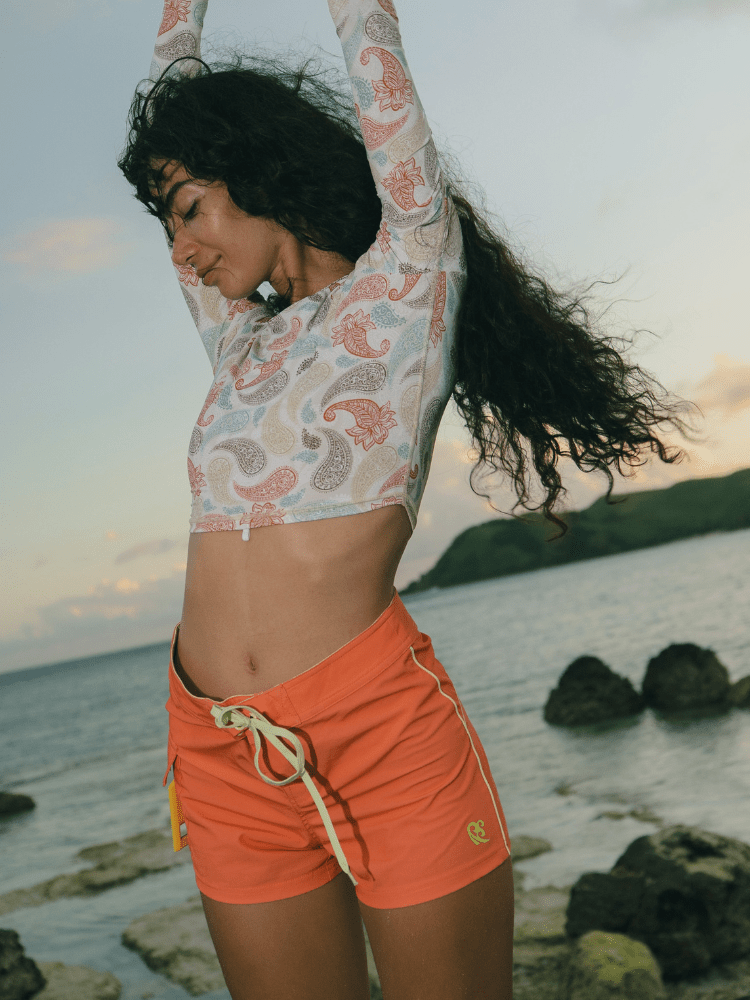 CHILLHANG Wave Core High Waist Board Shorts - Women's Orange ChillHang | Snowears.com