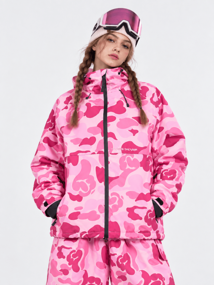 Doorek 3L Camo Baggy Down Ski Jacket - Unisex Pink Doorek | Snowears.com