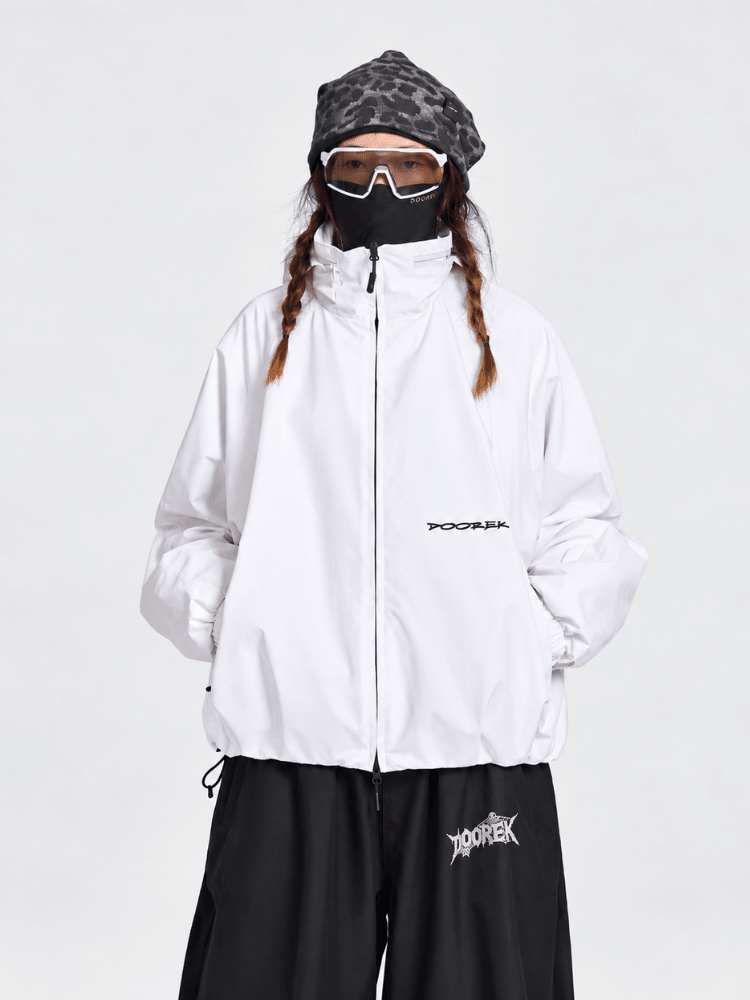Doorek 3L Stowhood Baggy Snow Jacket - Unisex White Doorek | Snowears.com