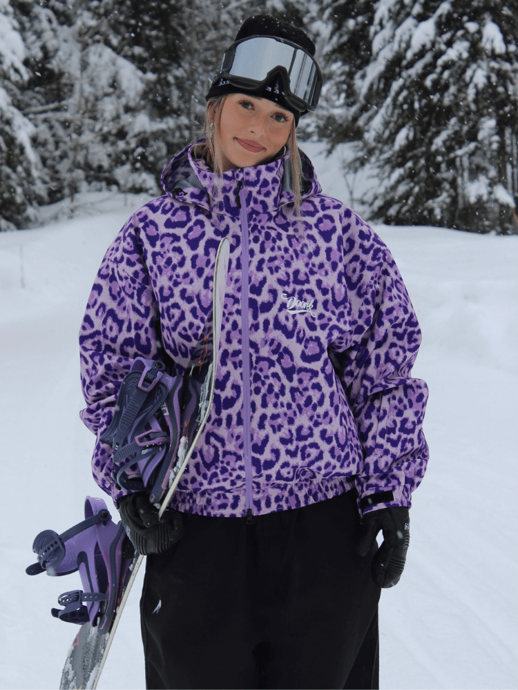 Doorek Violet Vandal Baggy Snow Jacket - Unisex Purple Leopard Doorek | Snowears.com
