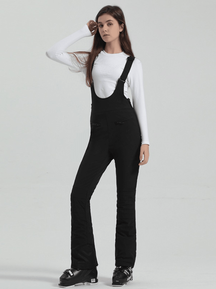 Gsou Snow High Rise Flare Snow Bib Pants [Limited Region] Black Gsou Snow | Snowears.com