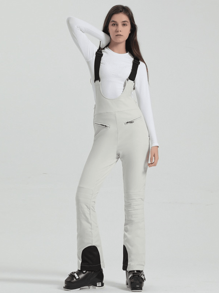 Gsou Snow High Rise Flare Snow Bib Pants [Limited Region] White Gsou Snow | Snowears.com