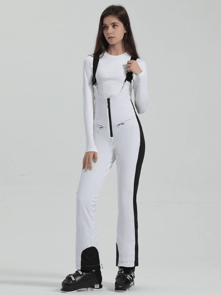 Gsou Snow Trendy Slim Fit Snow Bibs [Limited Region] White Gsou Snow | Snowears.com