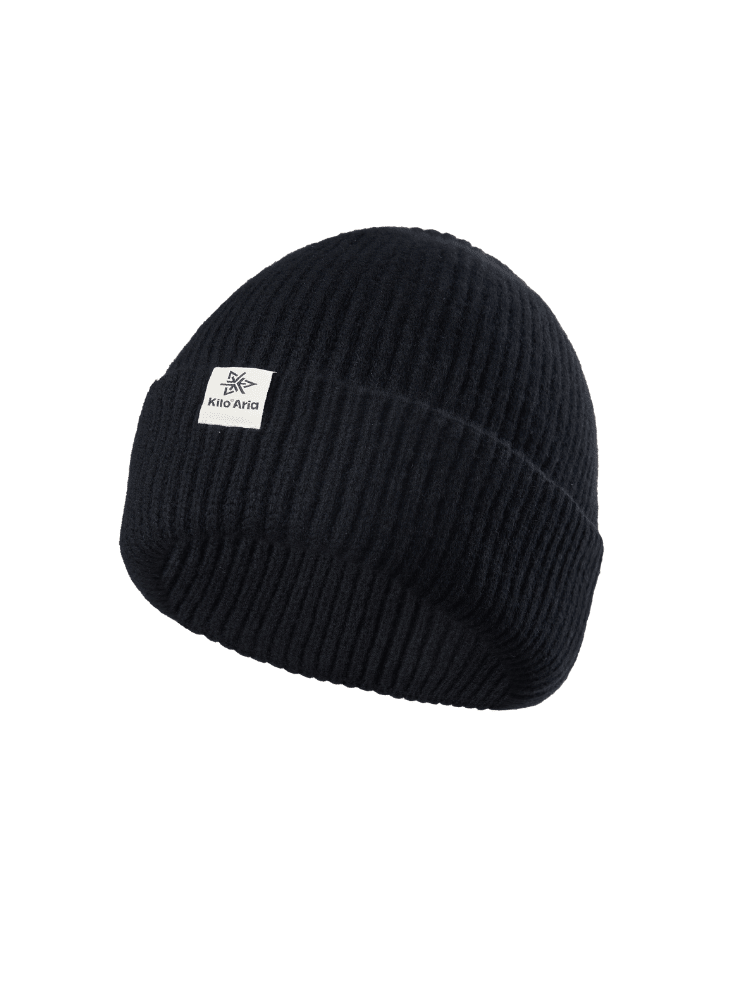 KiloAria Merino Wool Beanie – Unisex Black KiloAria | Snowears.com